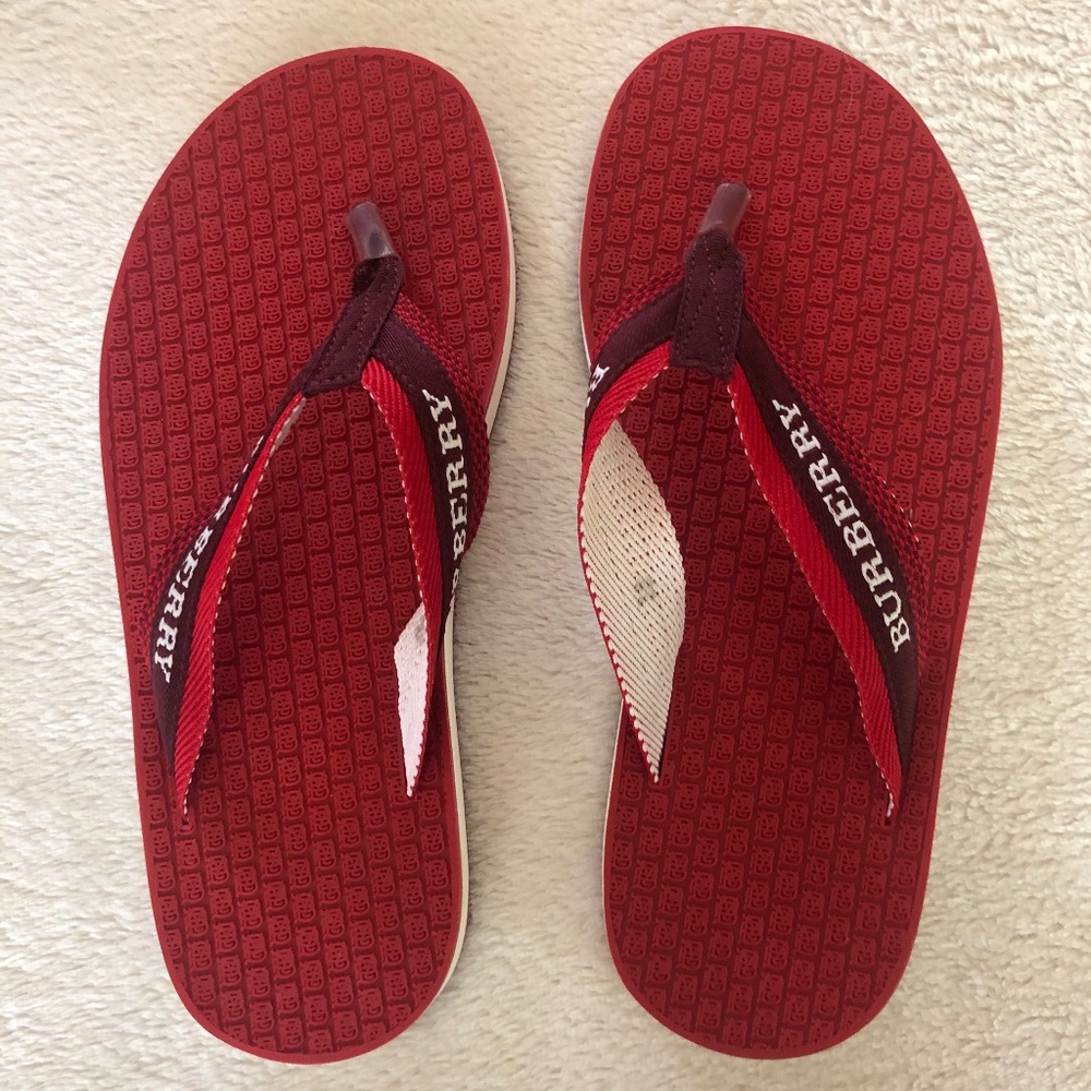Burberry Red Flip Flops